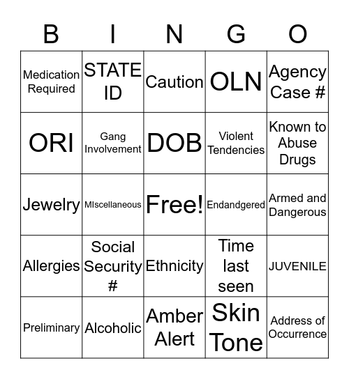 Untitled Bingo Card