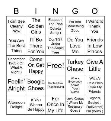 Thanksgiving BINGO Card