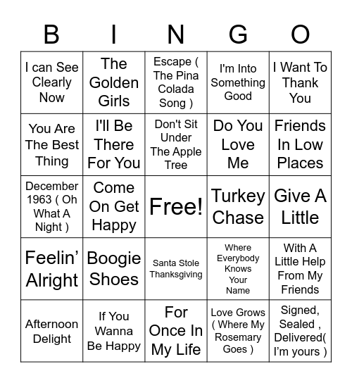 Thanksgiving BINGO Card