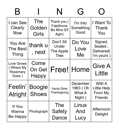 Thanksgiving BINGO Card