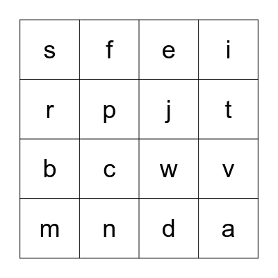 Alphabet Bingo Card