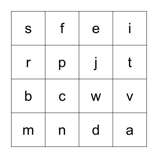 Alphabet Bingo Card