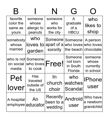 NCNW Pink Mixer IceBreaker Bingo Card