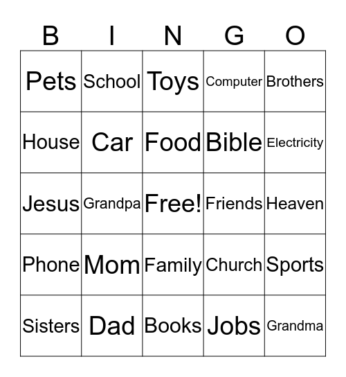 Thankful Bingo Card