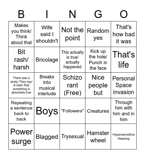 JDog Bingo Card