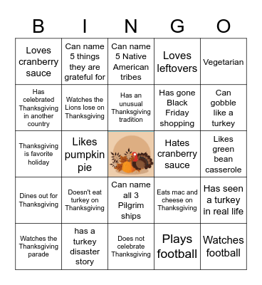 Friendsgiving Bingo Card