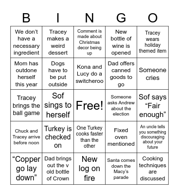 Thanksgiving 2022 Bingo Card