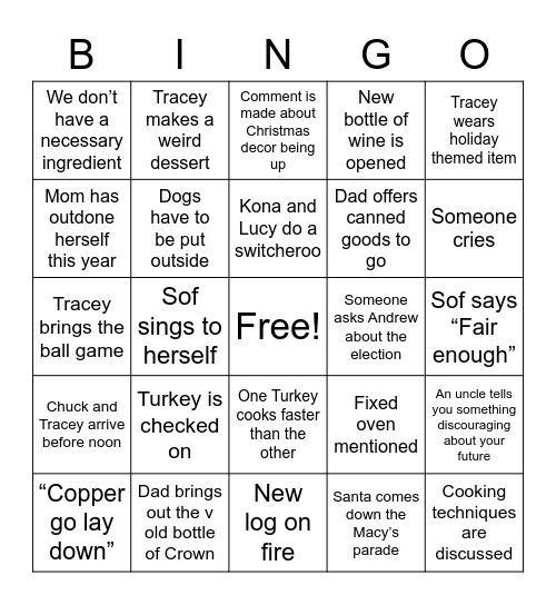 Thanksgiving 2022 Bingo Card