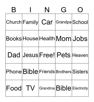 Thankful Bingo Card