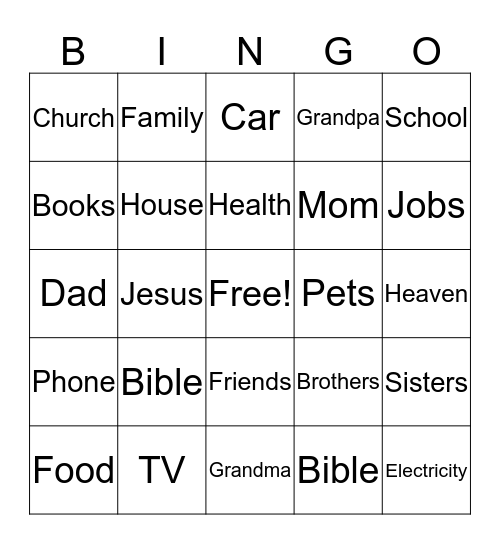 Thankful Bingo Card