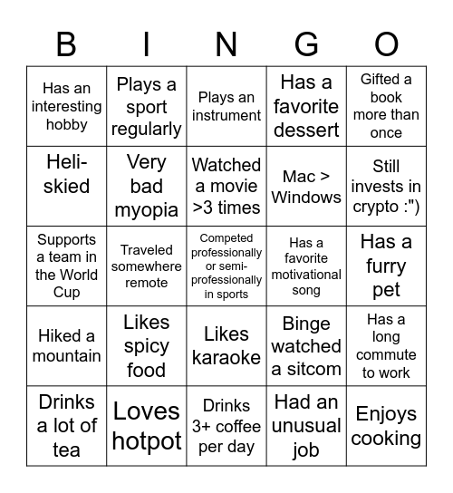 AP BoD #1 Bingo Card