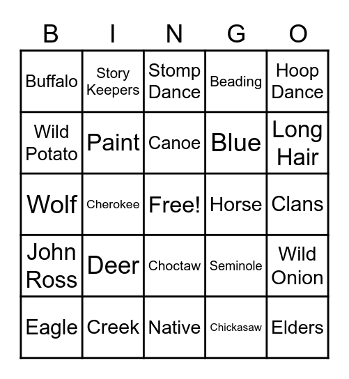Indigenous People Bingo Card