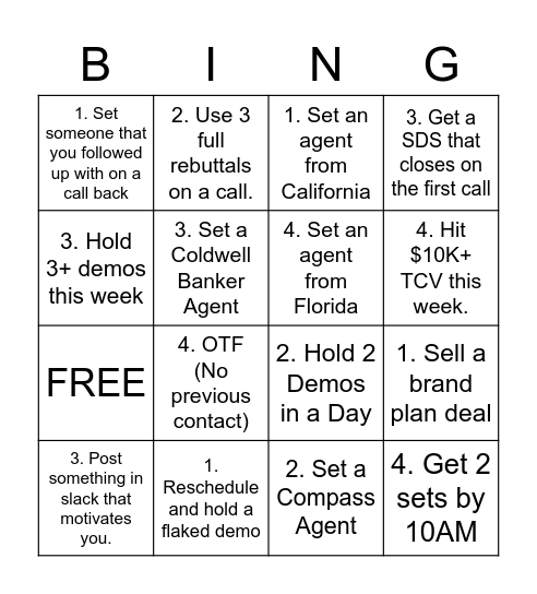 T-Reps Bingo Card