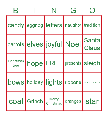 C H R I S T M A S Bingo Card