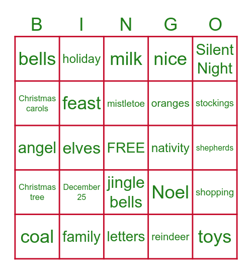 C H R I S T M A S Bingo Card