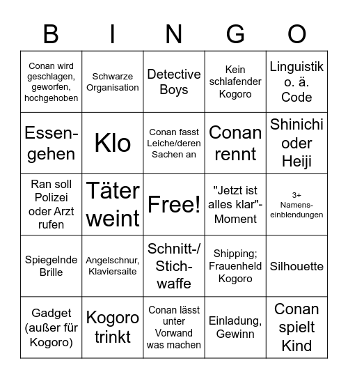 Detektiv Conan (Folgen 300+) Bingo Card