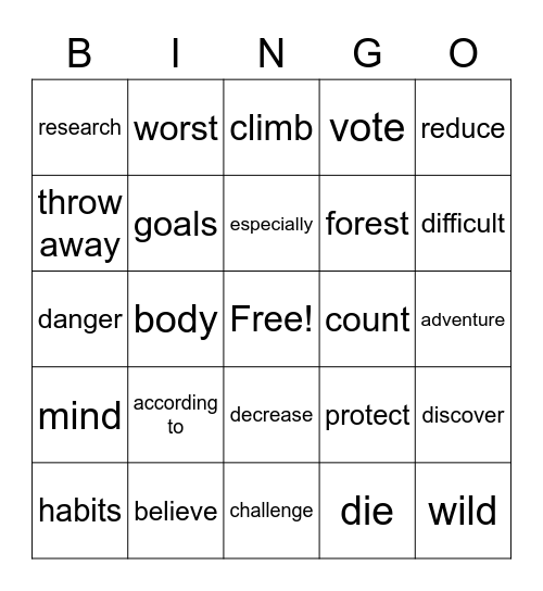 Unit 5 and Unit 6 Lesson A Bingo Card