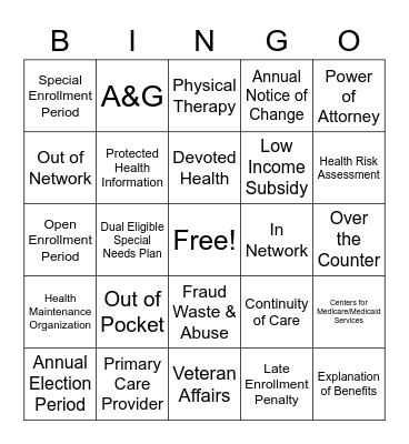 B I N G O V O T E D Bingo Card