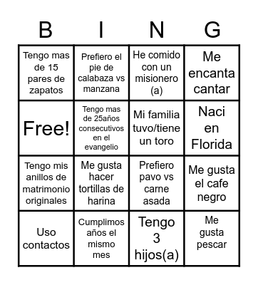 Thanksgiving Bingo Card
