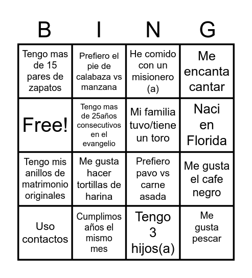 Thanksgiving Bingo Card