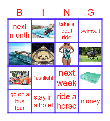 Everybody Up 4 Unit 8 Lesson 1 and 2 Bingo Card