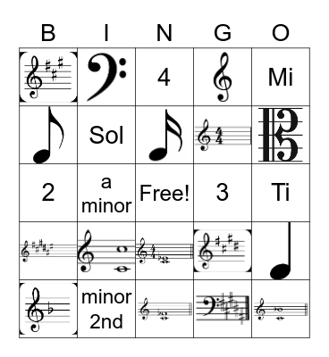 Music Theory Bingo Card