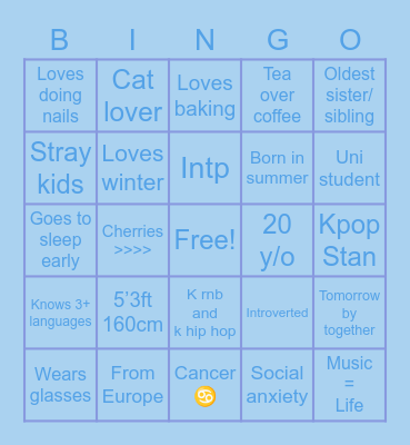 Ellie’s Bingo Card