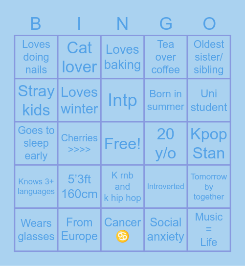 Ellie’s Bingo Card