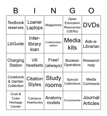 Fayette Library Bingo Card