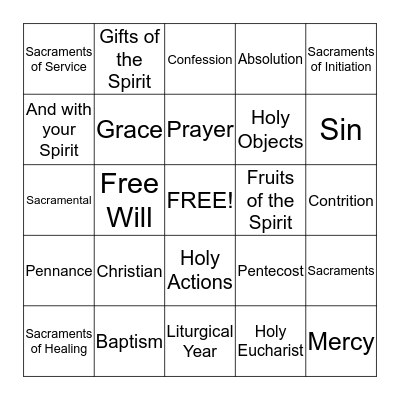 5th Grade REC Bingo Card