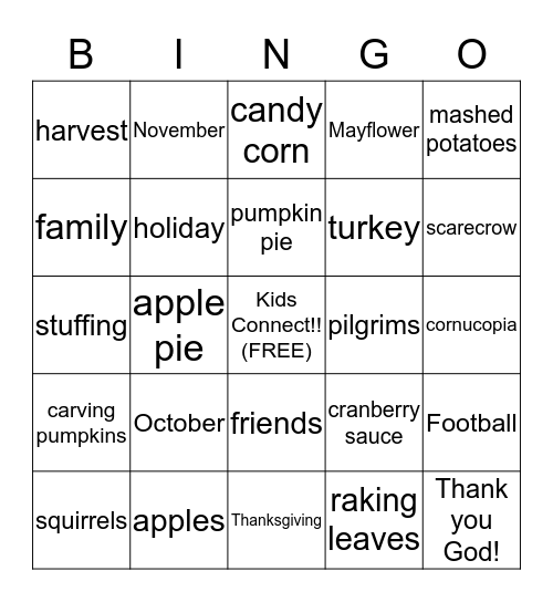 Fall Bingo Card