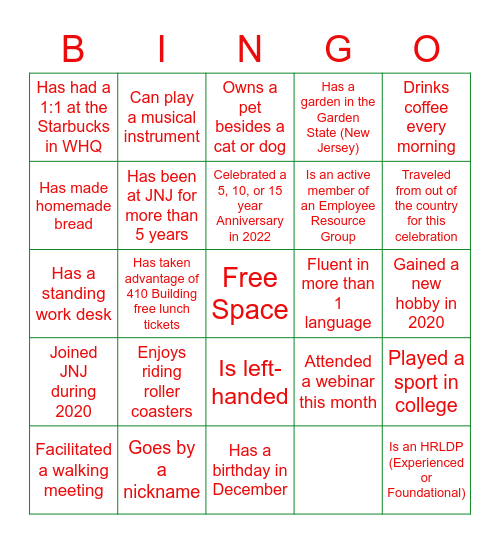 #GTMCares Getting to Know You BINGO Card