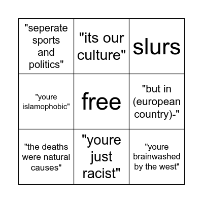 arguing with a qatar defender Bingo Card
