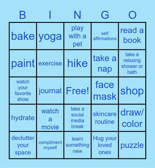 SELF-CARE Bingo Card