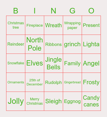 Bloom Christmas Bingo Card