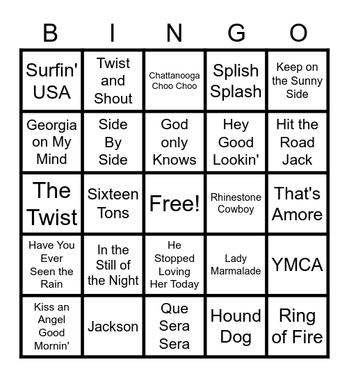 Music Bingo Card