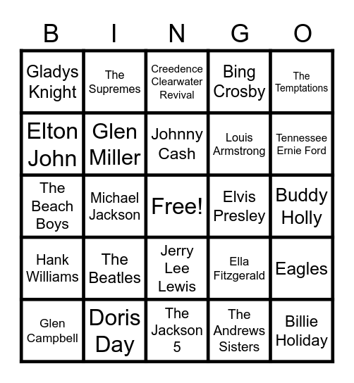 Musician Bingo Card