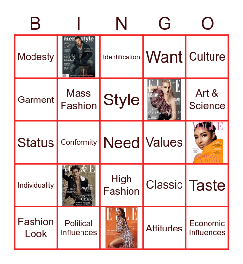 The Importance of Clothing and Fashion Bingo Card