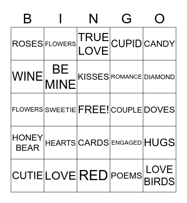 VALENTINE'S  DAY BINGO Card