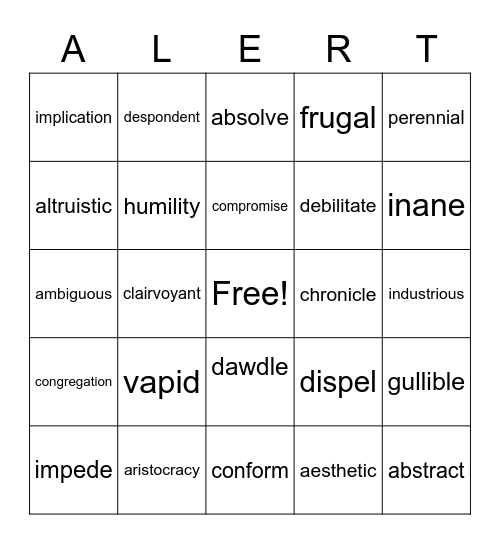 WORD Bingo Card