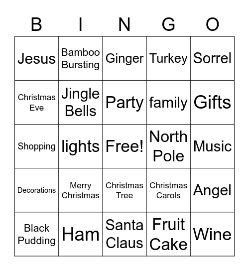 Christmas Bingo Card