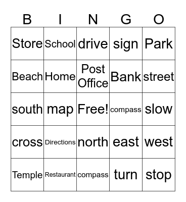 Around Town Bingo Card