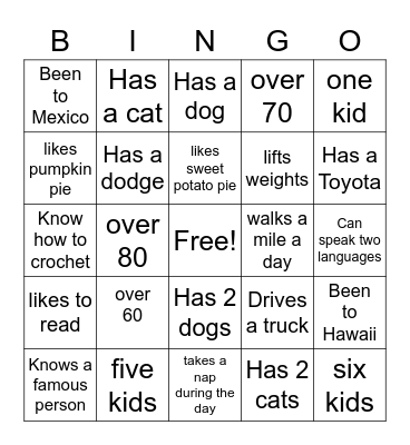 Mingo Bingo Card