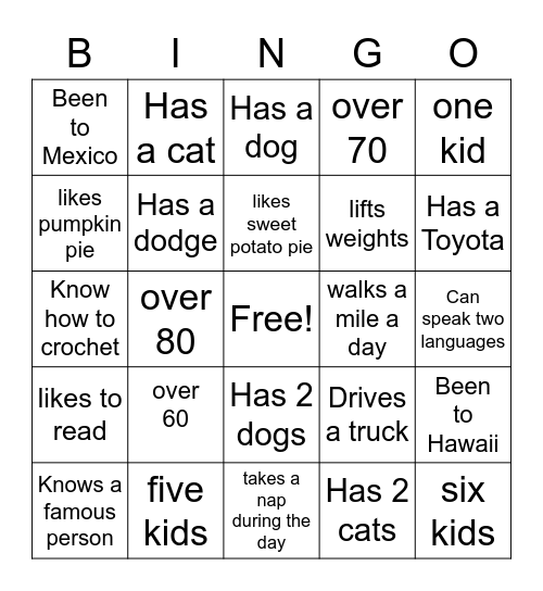 Mingo Bingo Card