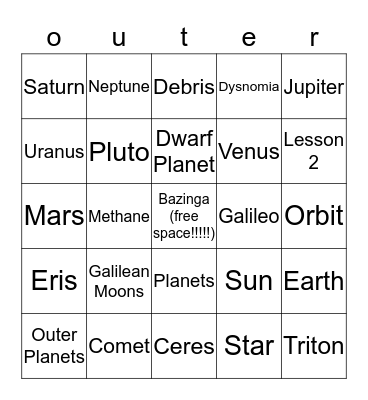 Outer Planets :D :D :D Bingo Card