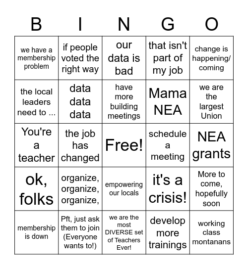 Buzzword BINGO for those who want to say something good, without any intent to do anything about it Bingo Card