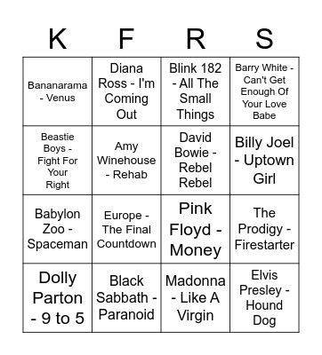 Music Bingo Card
