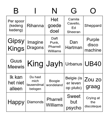 GMK Muziekbingo! Bingo Card