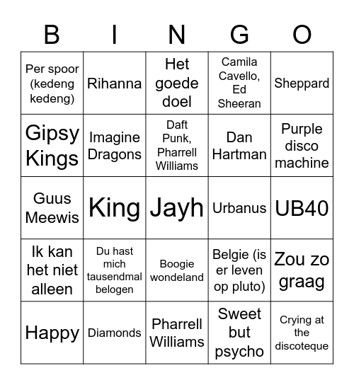GMK Muziekbingo! Bingo Card