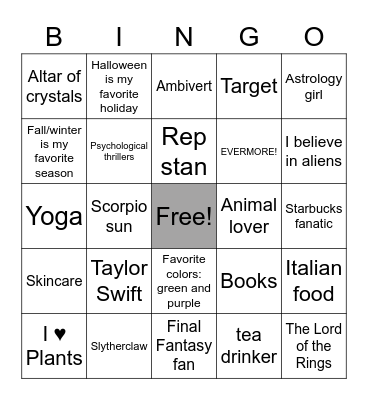 @folklorehaley Bingo Card